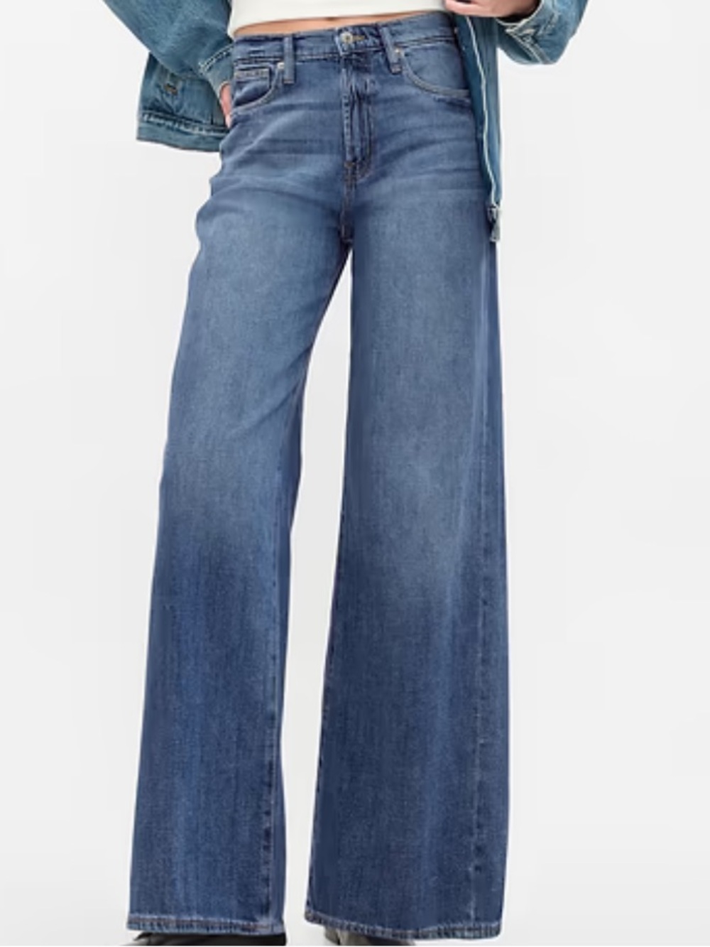 GAP High-Rise Wide Leg Jeans in Medium Blue Wash NWT Size 18/34R